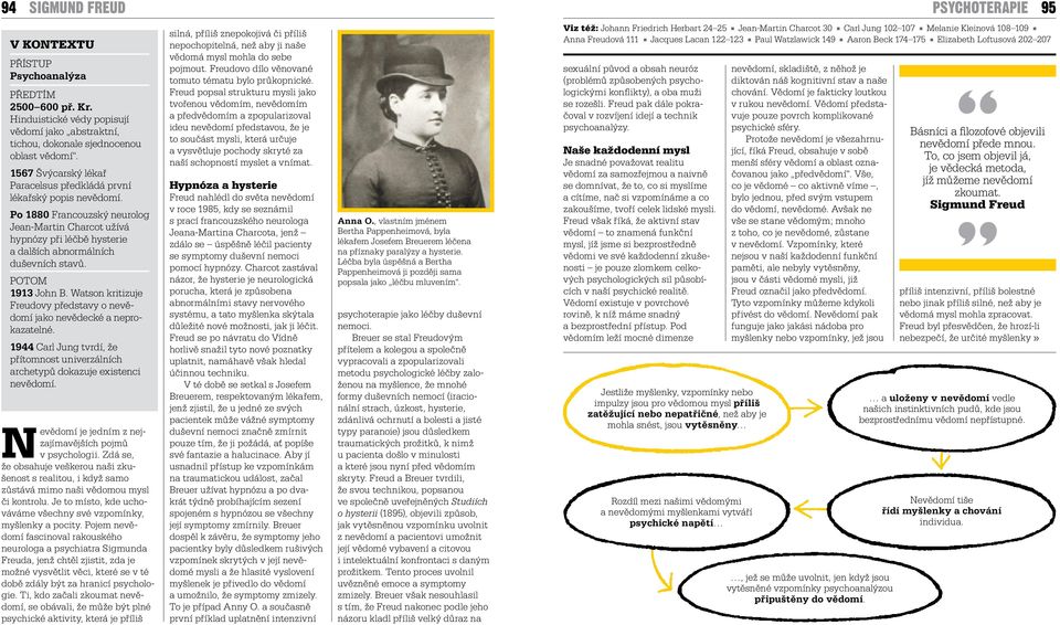 1913 John B. Watson kritizuje Freudovy představy o nevědomí jako nevědecké a neprokazatelné. 1944 Carl Jung tvrdí, že přítomnost univerzálních archetypů dokazuje existenci nevědomí.