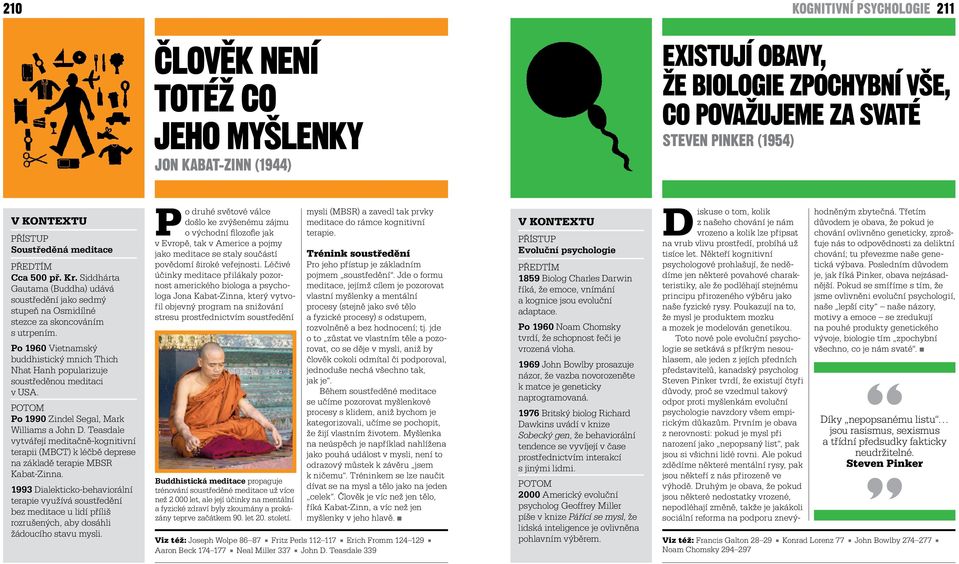 Po 1960 Vietnamský buddhistický mnich Thich Nhat Hanh popularizuje soustředěnou meditaci v USA. Po 1990 Zindel Segal, Mark Williams a John D.