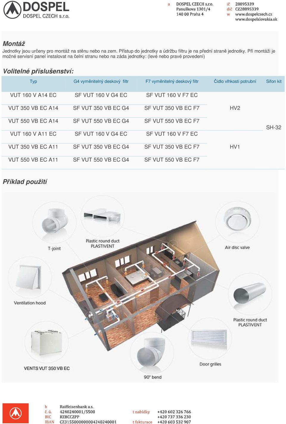 vyměnitelný deskový filtr Čidlo vlhkosti potrubní Sifon kit VUT 160 V A14 EC SF VUT 160 V G4 EC SF VUT 160 V F7 EC VUT 350 VB EC A14 SF VUT 350 VB EC G4 SF VUT 350 VB EC F7 HV2 VUT