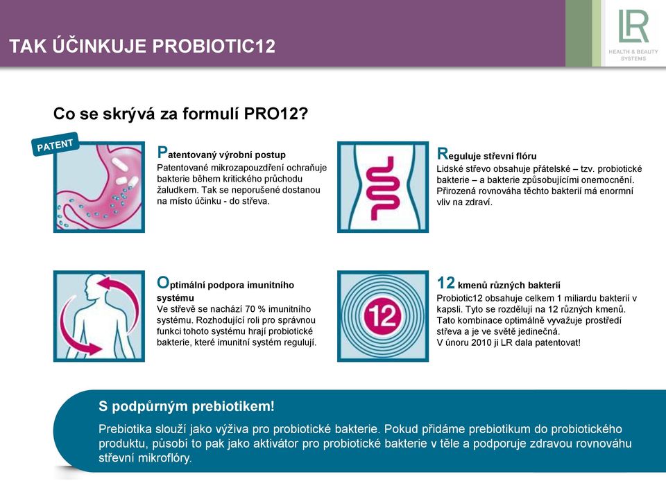 Přirozená rovnováha těchto bakterií má enormní vliv na zdraví. Optimální podpora imunitního systému Ve střevě se nachází 70 % imunitního systému.