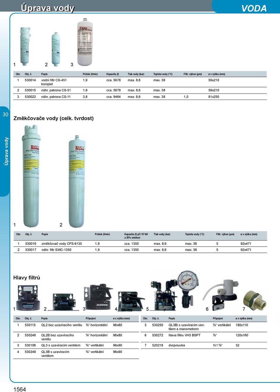 Popis Průtok (l/min) Kapacita (l) při 15 dh a % smíšení Tlak vody (bar) Teplota vody ( C) Filtr. výkon (µm) ø x výška (mm) 1 5016 změkčovač vody CFS-6135 1,9 cca. 1350 max. 8,6 max.