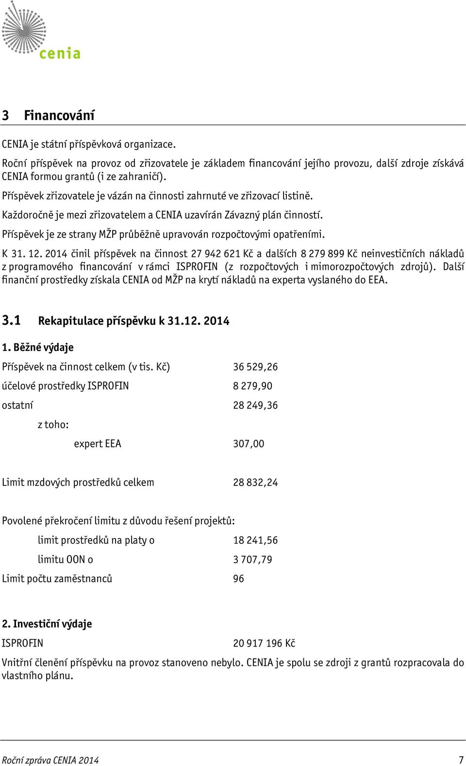 Příspěvek je ze strany MŽP průběžně upravován rozpočtovými opatřeními. K 31. 12.