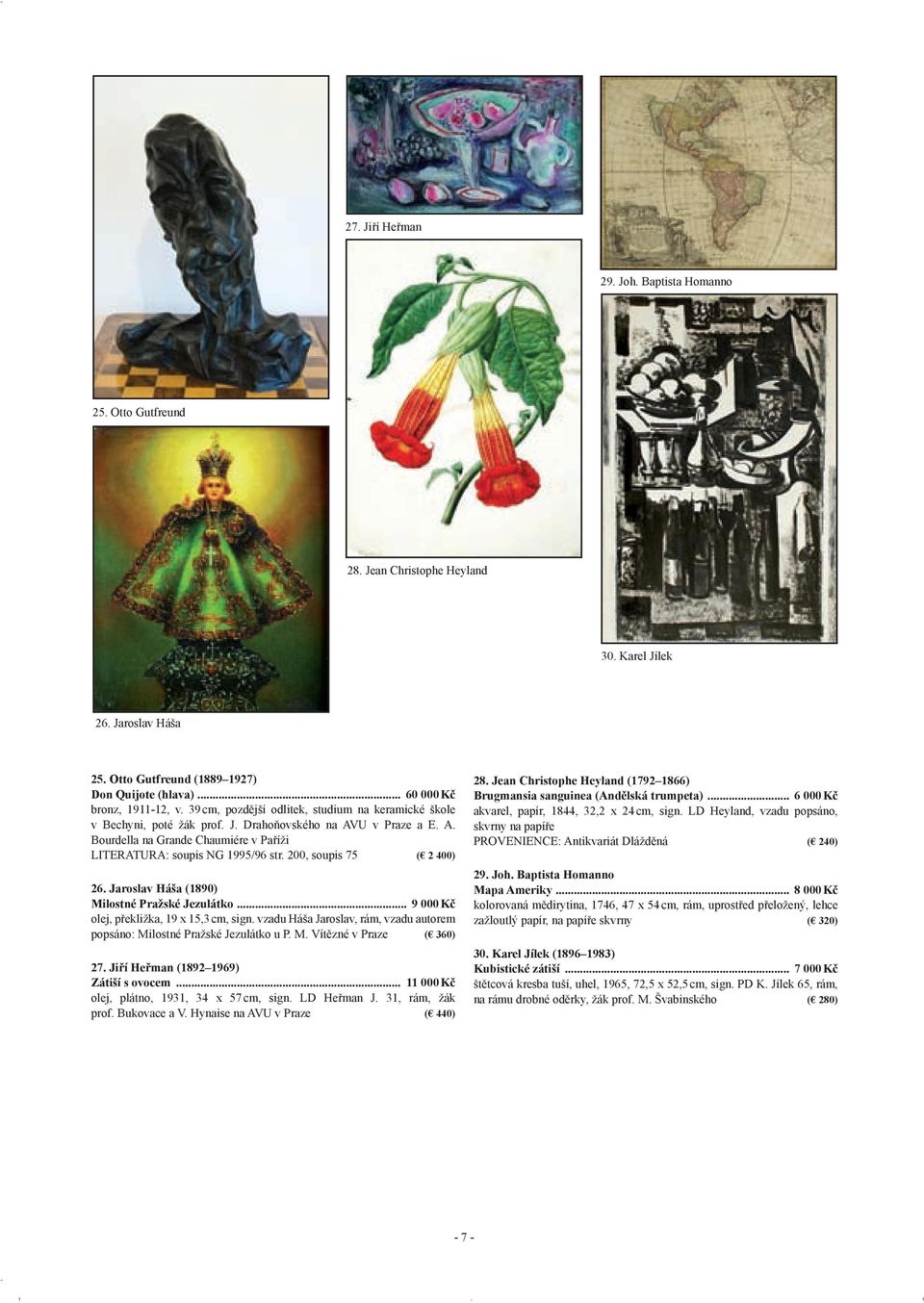 U v Praze a E. A. Bourdella na Grande Chaumiére v Paříži LITERATURA: soupis NG 1995/96 str. 200, soupis 75 ( 2 400) 26. Jaroslav háša (1890) Milostné Pražské Jezulátko.