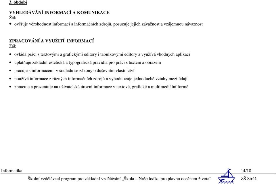 a typografická pravidla pro práci s textem a obrazem pracuje s informacemi v souladu se zákony o duševním vlastnictví používá informace z různých