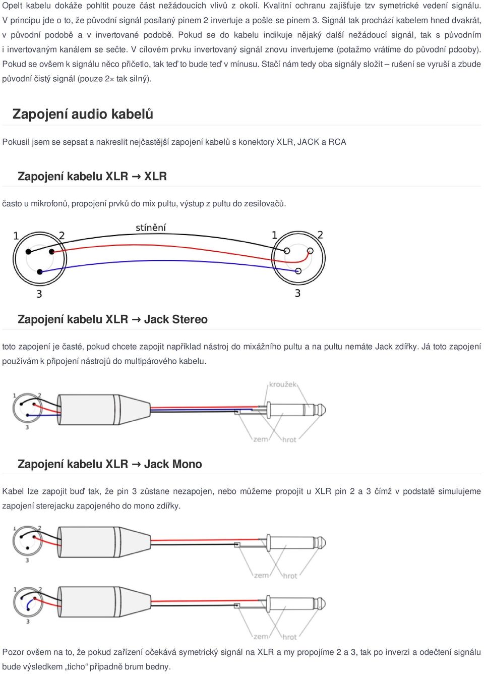 Zvukové kabely nejčastější konektory XLR a JACK - PDF Free Download