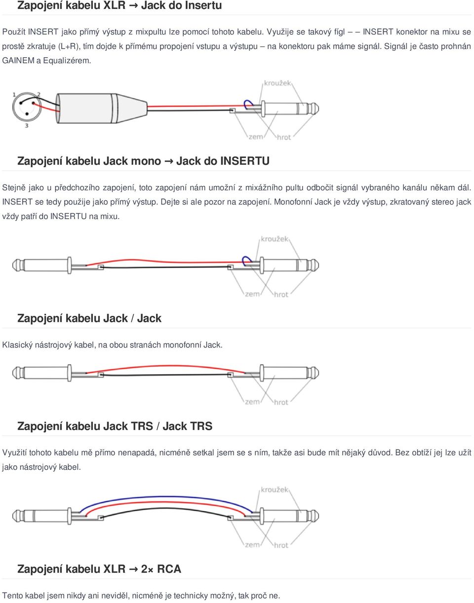 Zvukové kabely nejčastější konektory XLR a JACK - PDF Free Download