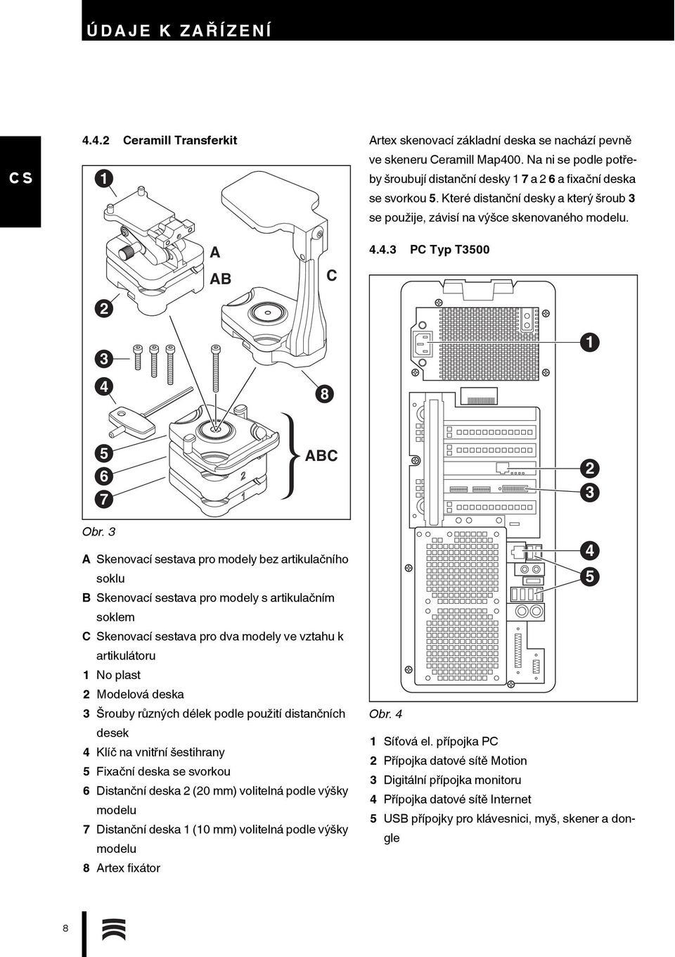 4.3 PC Typ T3500 2 3 4 8 1 5 6 7 ABC 2 3 Obr.
