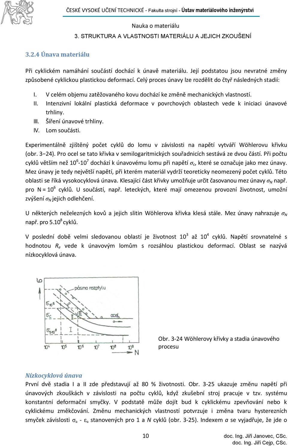 Intenzivní lokální plastická deformace v povrchových oblastech vede k iniciaci únavové trhliny. III. Šíření únavové trhliny. IV. Lom součásti.