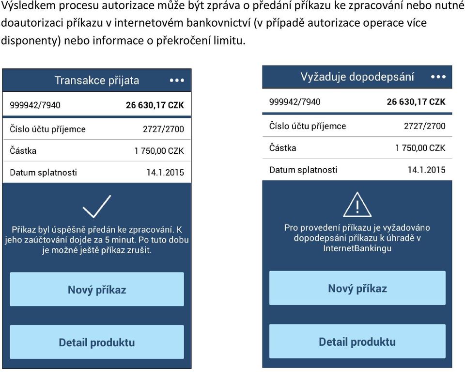 v internetovém bankovnictví (v případě autorizace