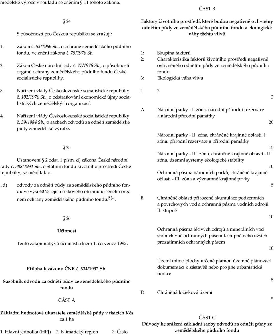 , o odstraňování ekonomické újmy socialistických zemědělských organizací. 4. Nařízení vlády Československé socialistické republiky č. 39/1984 Sb.