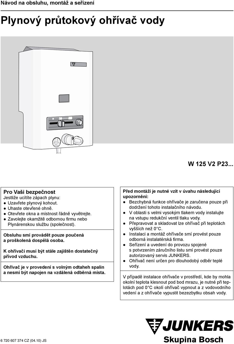 Plynový průtokový ohřívač vody - PDF Stažení zdarma