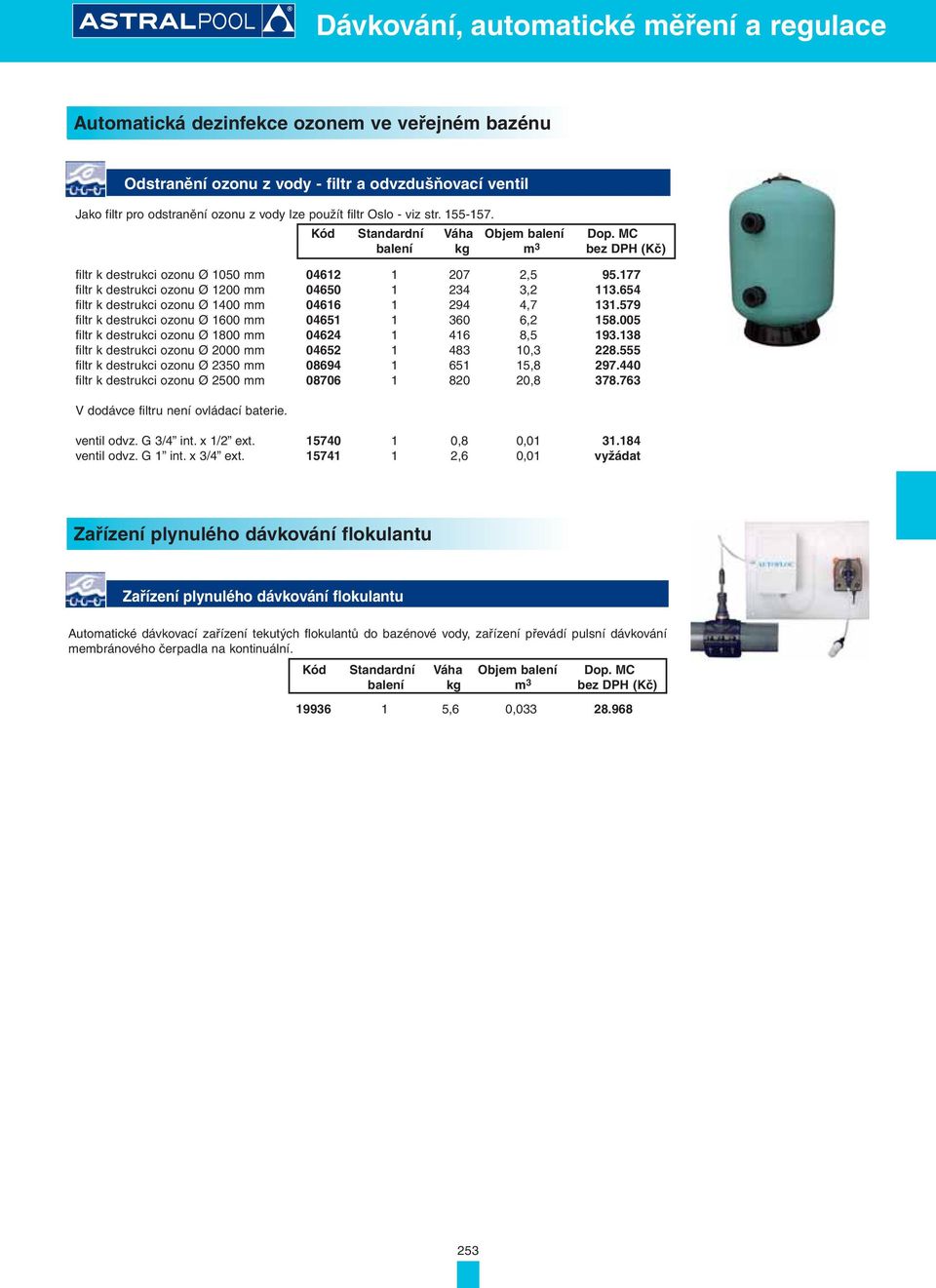 579 filtr k destrukci ozonu Ø 1600 mm 04651 1 360 6,2 158.005 filtr k destrukci ozonu Ø 1800 mm 04624 1 416 8,5 193.138 filtr k destrukci ozonu Ø 2000 mm 04652 1 483 10,3 228.
