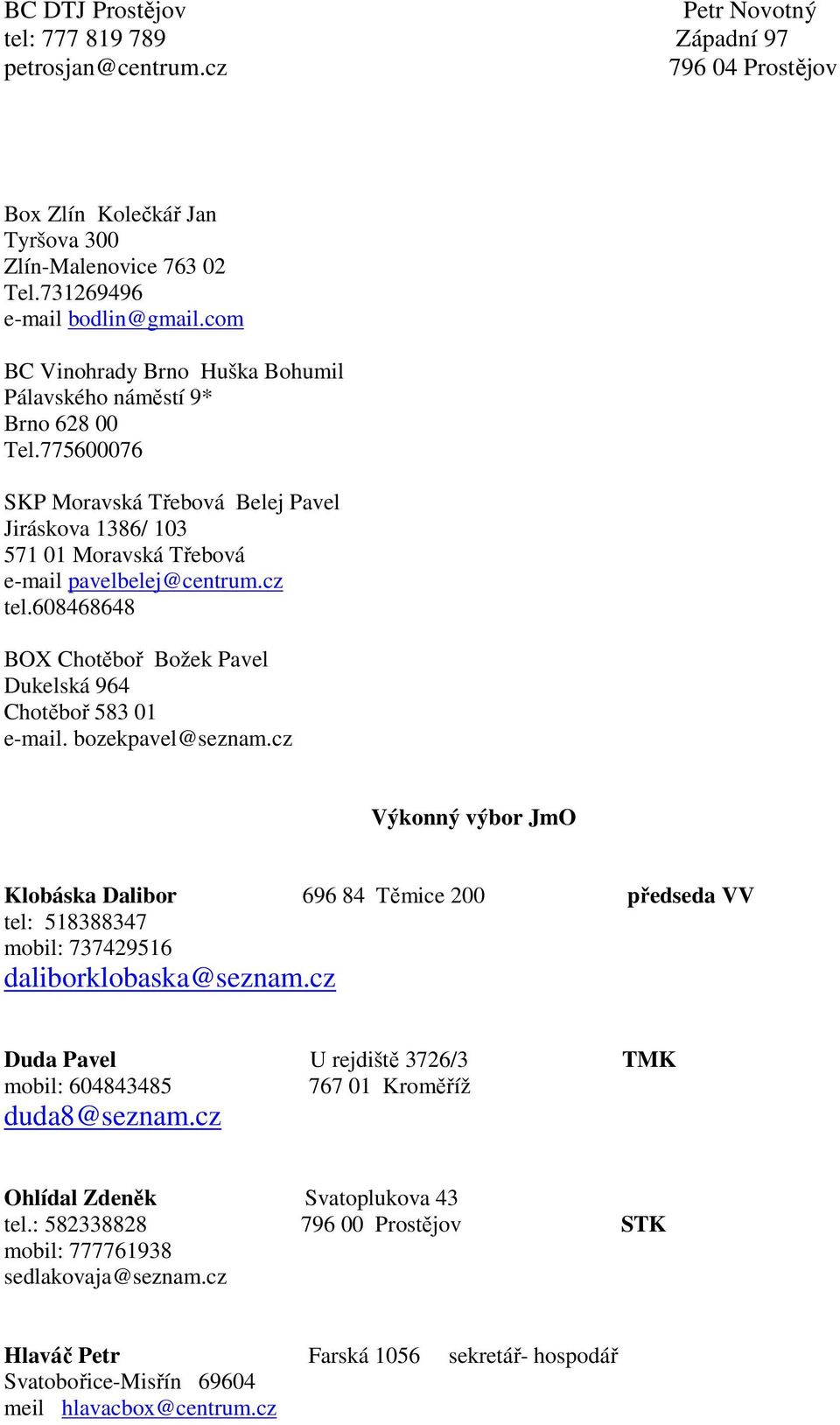 608468648 BOX Chotěboř Božek Pavel Dukelská 964 Chotěboř 583 01 e-mail. bozekpavel@seznam.