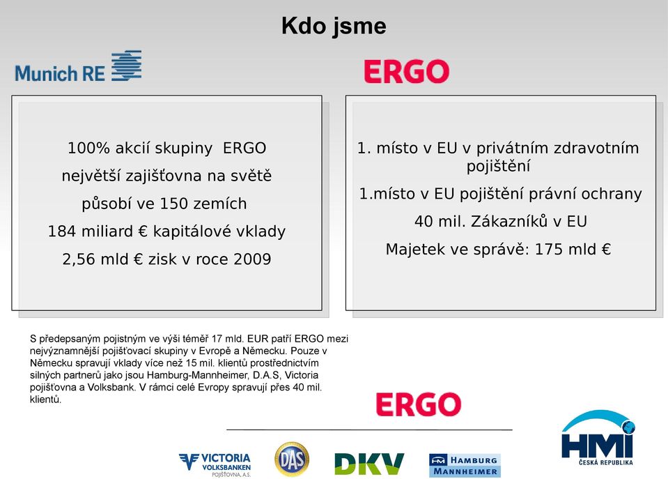 Pouze v Německu spravují vklady více než 15 mil. klientů prostřednictvím silných partnerů jako jsou Hamburg-Mannheimer, D.A.