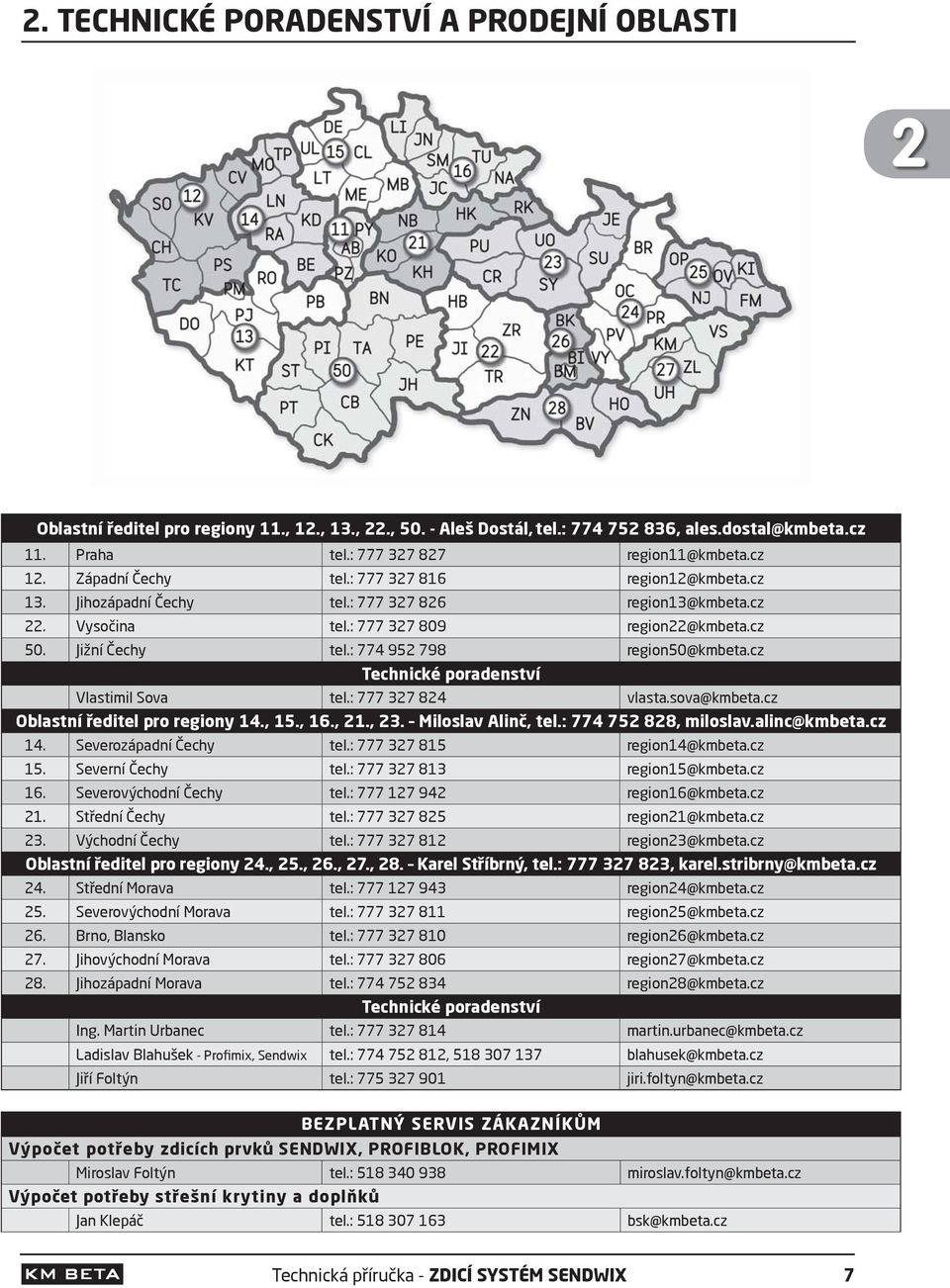 : 774 952 798 region50@kmbeta.cz Technické poradenství Vlastimil Sova tel.: 777 327 824 vlasta.sova@kmbeta.cz Oblastní ředitel pro regiony 14., 15., 16., 21., 23. Miloslav Alinč, tel.