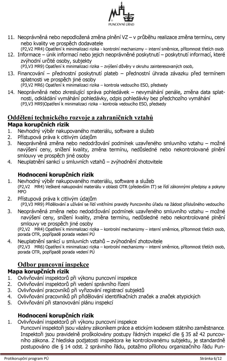 Informace únik informací nebo jejich neoprávněné poskytnutí poskytnutí informací, které zvýhodní určité osoby, subjekty (P3,V3 MR9) Opatření k minimalizaci rizika zvýšení důvěry v okruhu