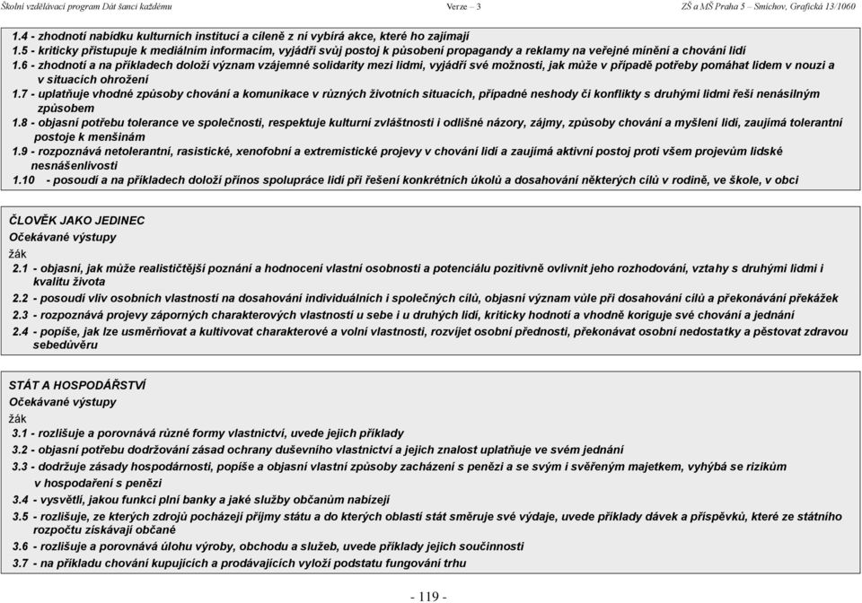6 - zhodnotí a na příkladech doloží význam vzájemné solidarity mezi lidmi, vyjádří své možnosti, jak může v případě potřeby pomáhat lidem v nouzi a v situacích ohrožení 1.