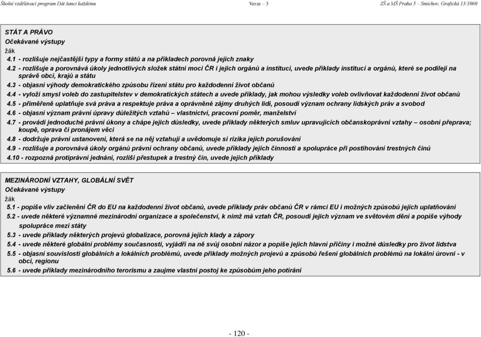 3 - objasní výhody demokratického způsobu řízení státu pro každodenní život občanů 4.