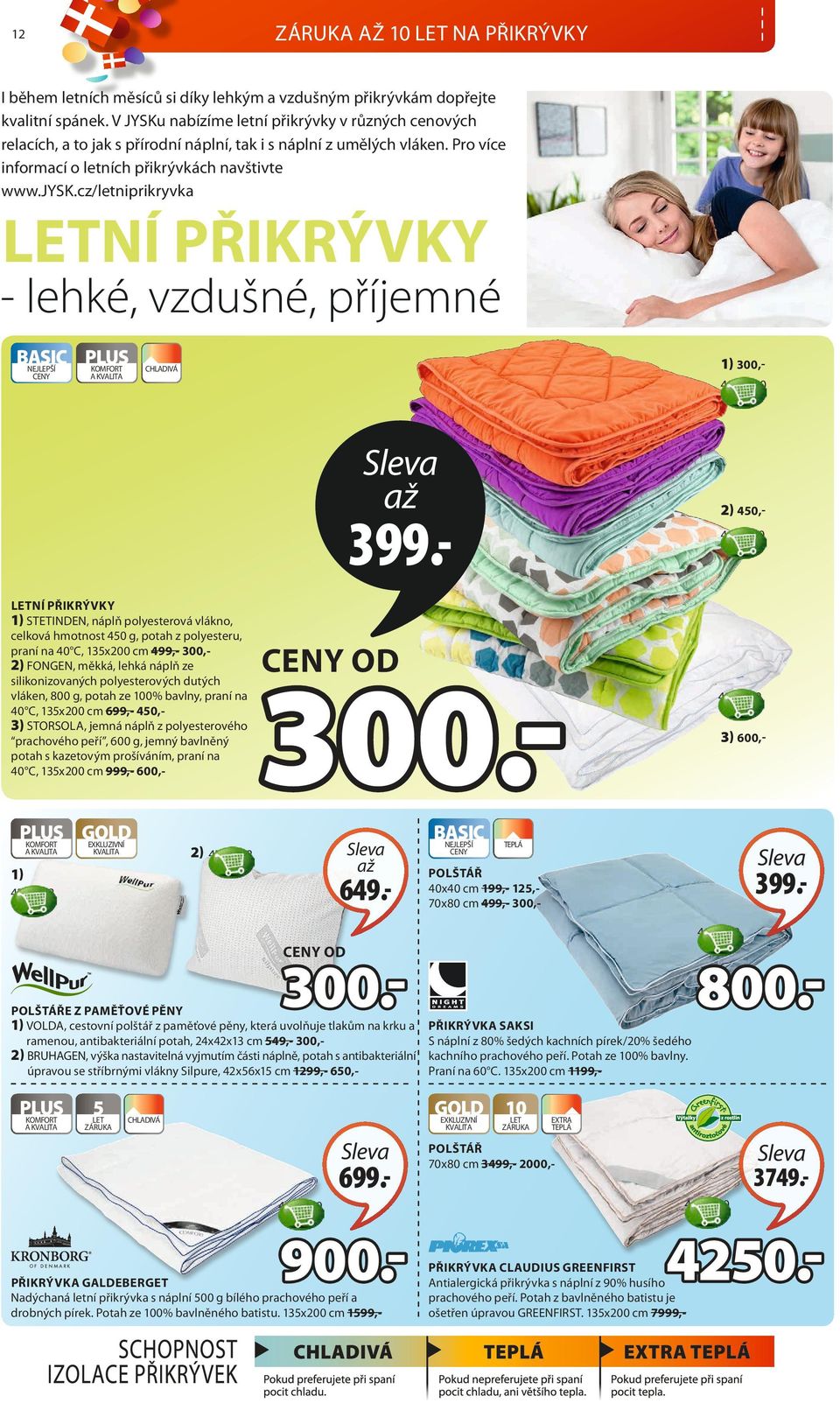 cz/letniprikryvka NÍ PŘIKRÝVKY - lehké, vzdušné, příjemné BASIC NEJLEPŠÍ CENY 1) 300,- CHLADIVÁ 4006450 2) 450,- 399.