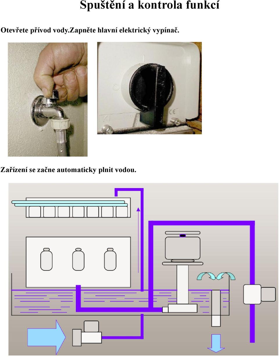 zapněte hlavní elektrický