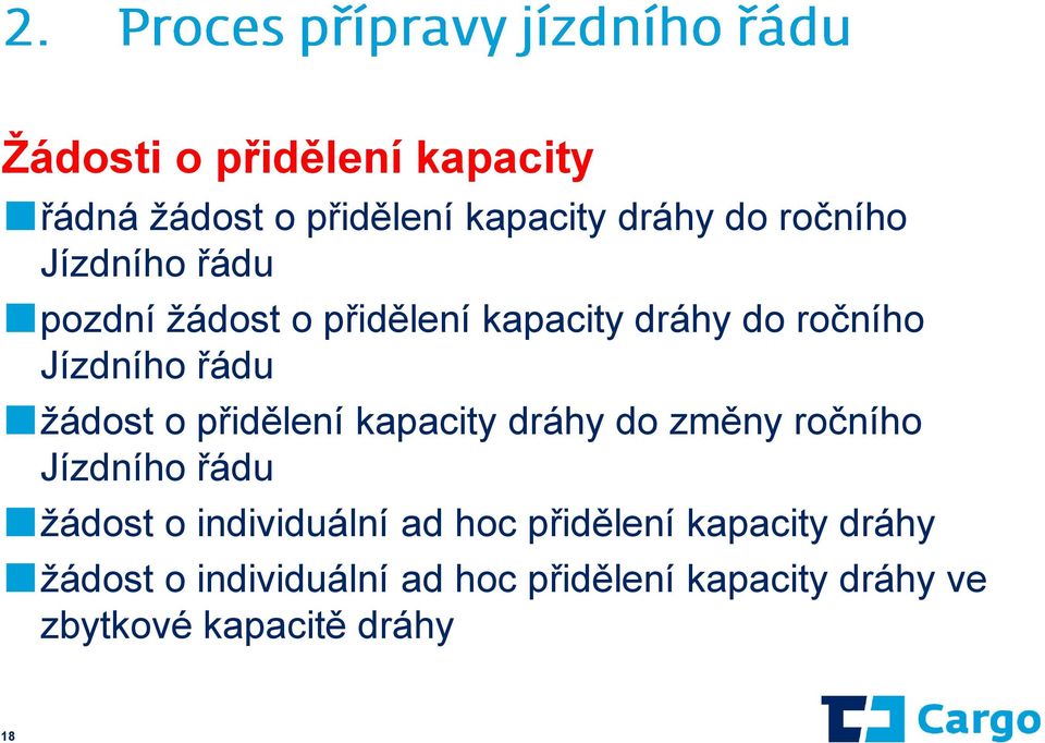 kapacity dráhy do změny ročního Jízdního řádu žádost o individuální ad hoc přidělení