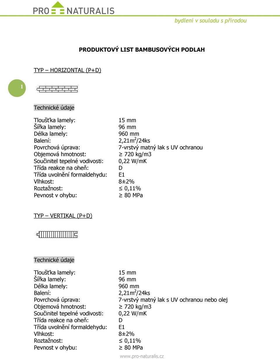 matný lak s UV ochranou TYP VERTIKAL (P+D) 15 mm 96 mm