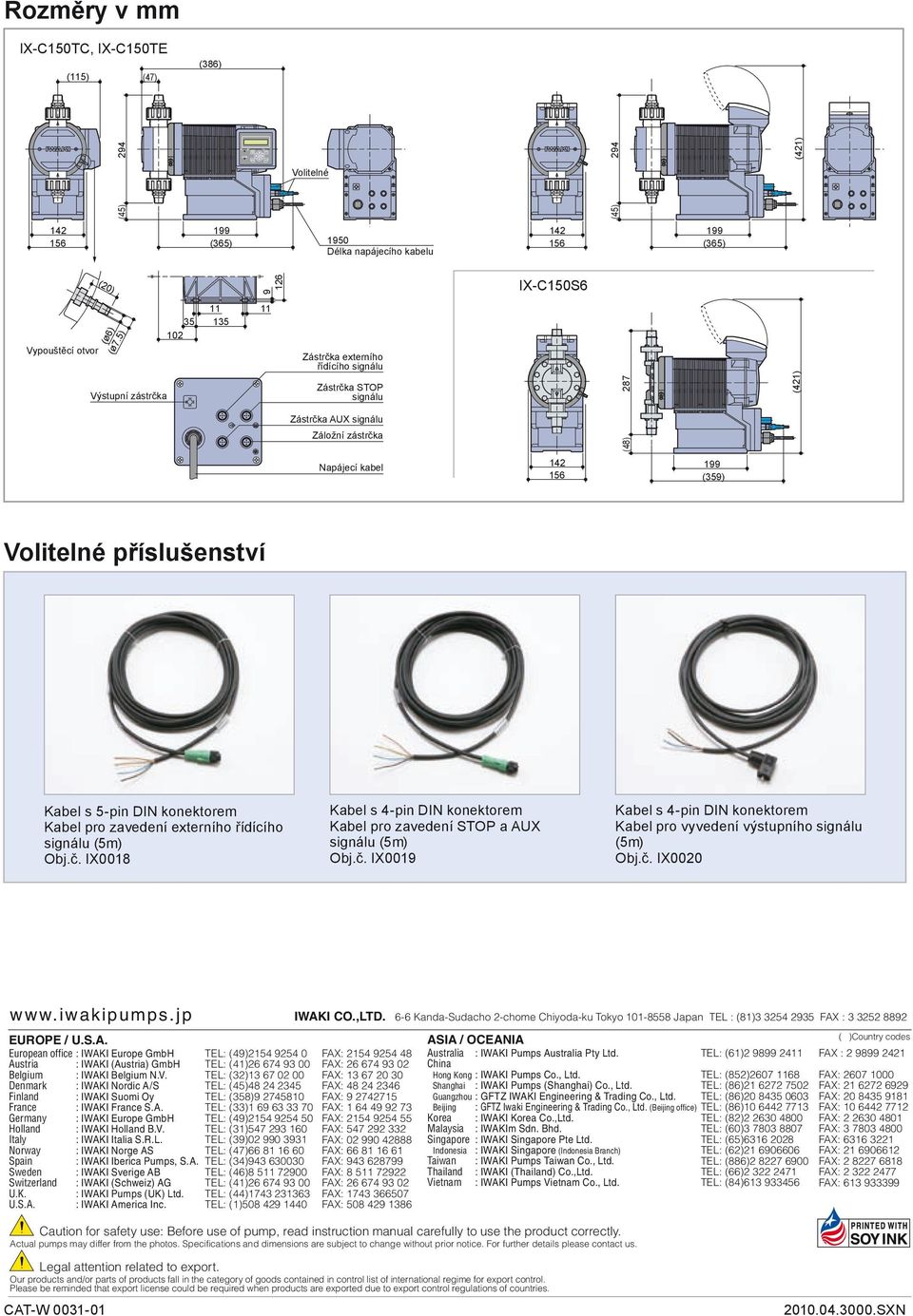 příslušenství Kabel s 5-pin DIN konektorem Kabel pro zavedení externího řídícího signálu (5m) Obj.č. IX0018 Kabel s 4-pin DIN konektorem Kabel pro zavedení STOP a AUX signálu (5m) Obj.č. IX0019 Kabel s 4-pin DIN konektorem Kabel pro vyvedení výstupního signálu (5m) Obj.