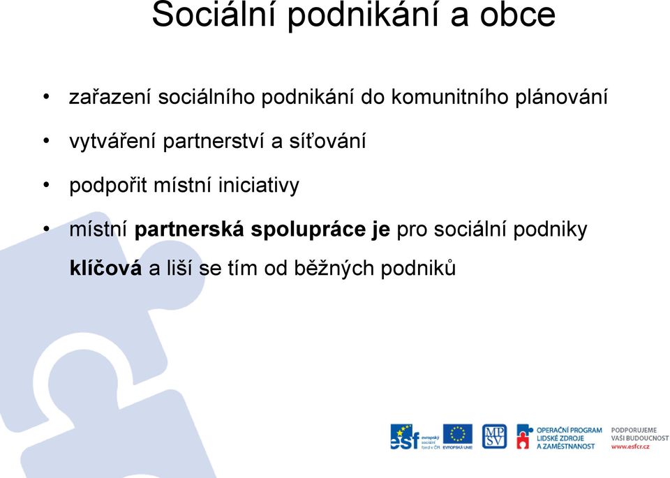 podpořit místní iniciativy místní partnerská spolupráce je