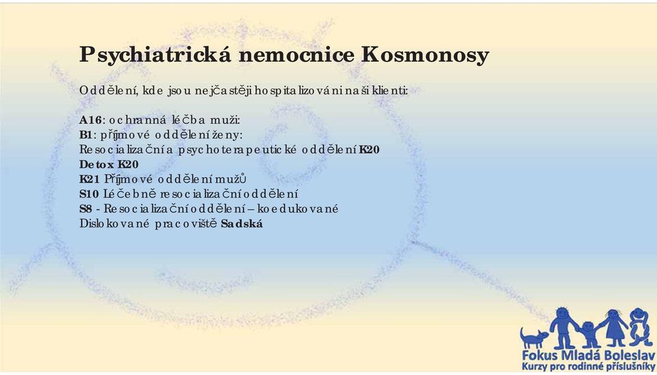psychoterapeutické odd lení K20 Detox K20 K21 P íjmové odd lení muž S10 Lé ebn