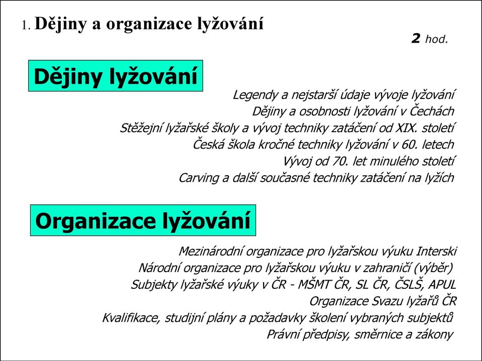 století Česká škola kročné techniky lyţování v 60. letech Vývoj od 70.