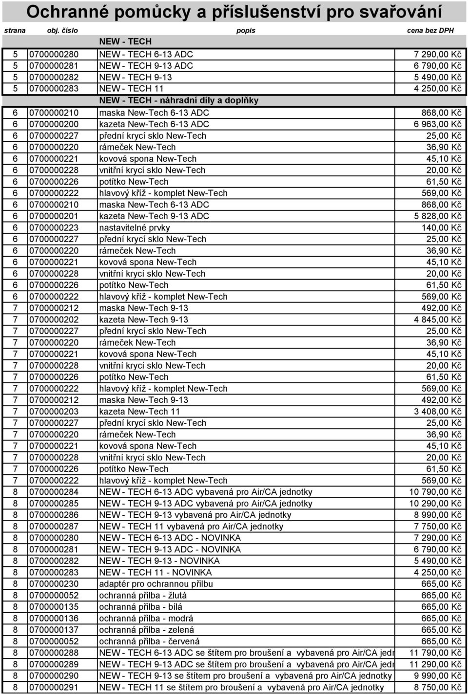 36,90 Kč 6 0700000221 kovová spona New-Tech 45,10 Kč 6 0700000228 vnitřní krycí sklo New-Tech 20,00 Kč 6 0700000226 potítko New-Tech 61,50 Kč 6 0700000222 hlavový kříž - komplet New-Tech 569,00 Kč 6