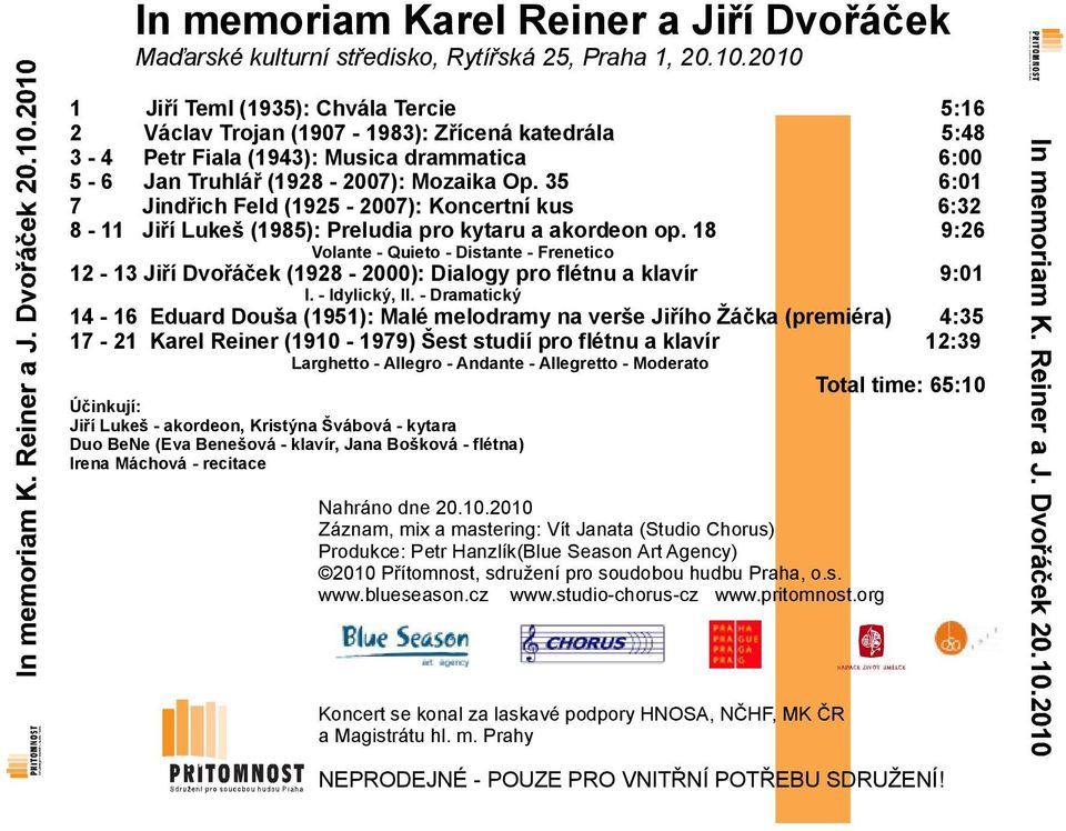 35 6:01 7 Jindřich Feld (1925-2007): Koncertní kus 6:32 8-11 Jiří Lukeš (1985): Preludia pro kytaru a akordeon op.