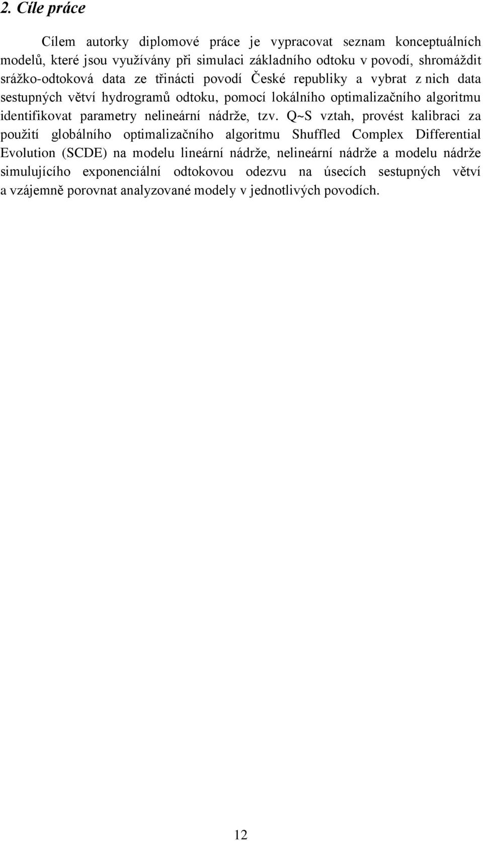 parametry nelineární nádrže, tzv.
