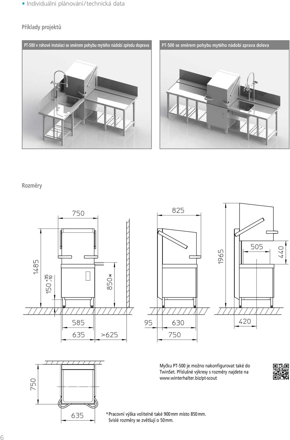 PT-500 je možno nakonfigurovat také do TwinSet. Příslušné výkresy s rozměry najdete na www.