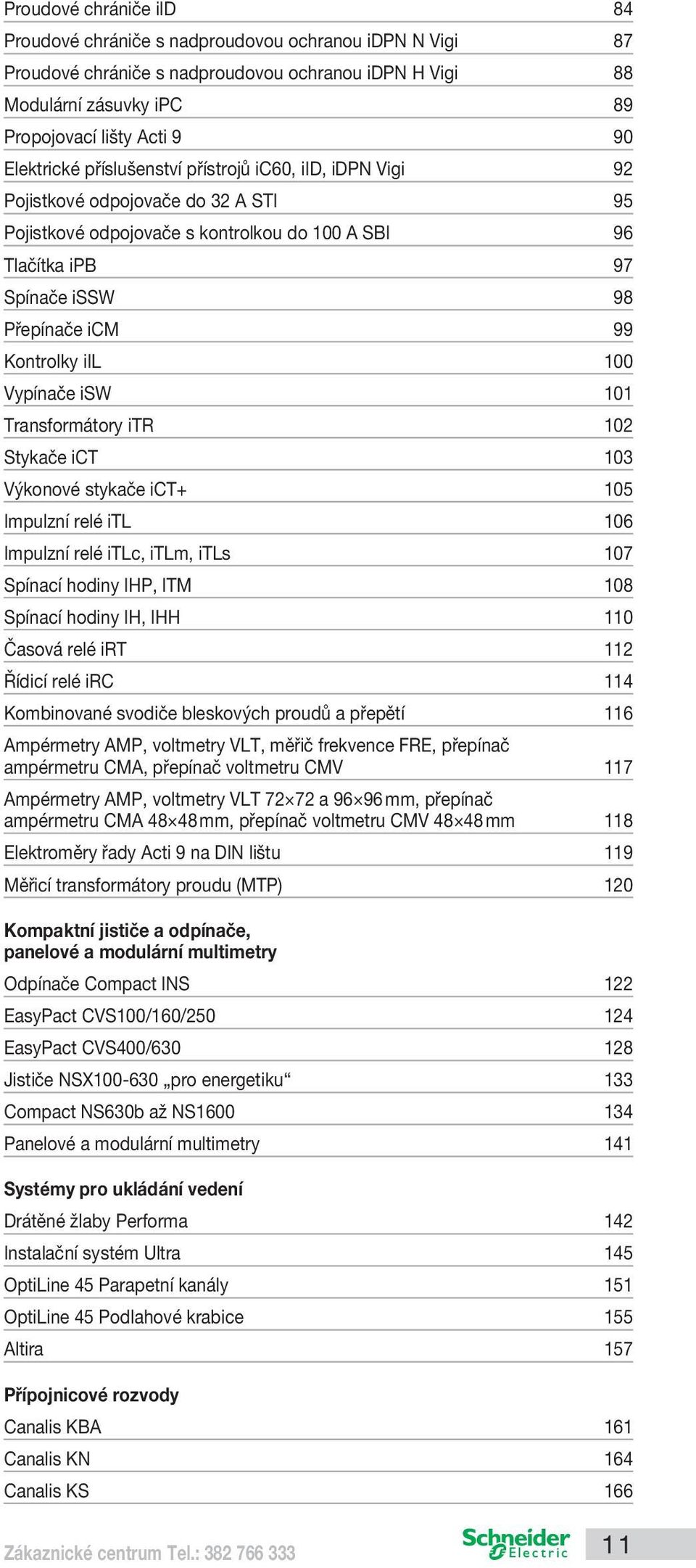 Kontrolky iil 100 Vypínače isw 101 Transformátory itr 102 Stykače ict 103 Výkonové stykače ict+ 105 Impulzní relé itl 106 Impulzní relé itlc, itlm, itls 107 Spínací hodiny IHP, ITM 108 Spínací hodiny