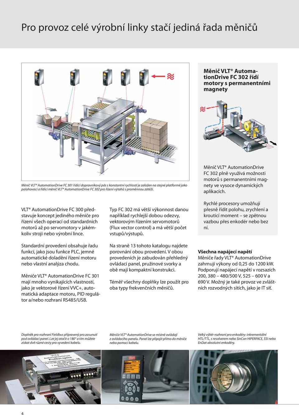 Měnič VLT AutomationDrive FC 302 plně využívá možnosti motorů s permanentními magnety ve vysoce dynamických aplikacích.