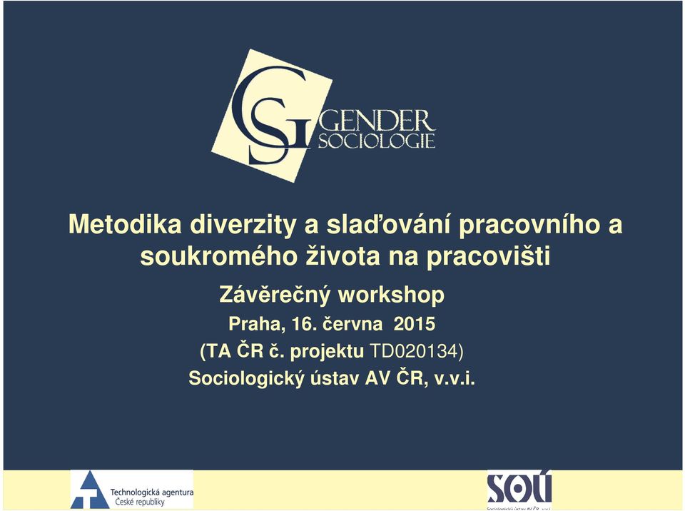 workshop Praha, 16. června 2015 (TA ČR č.