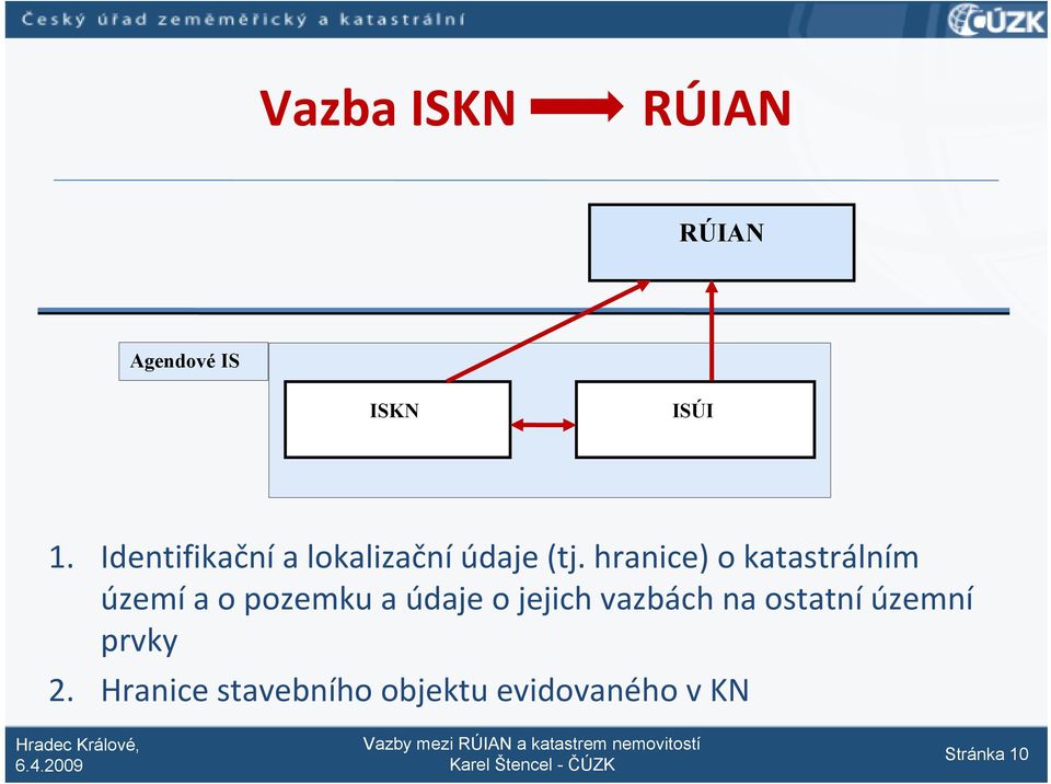 hranice) o katastrálním území a o pozemku a údaje o jejich