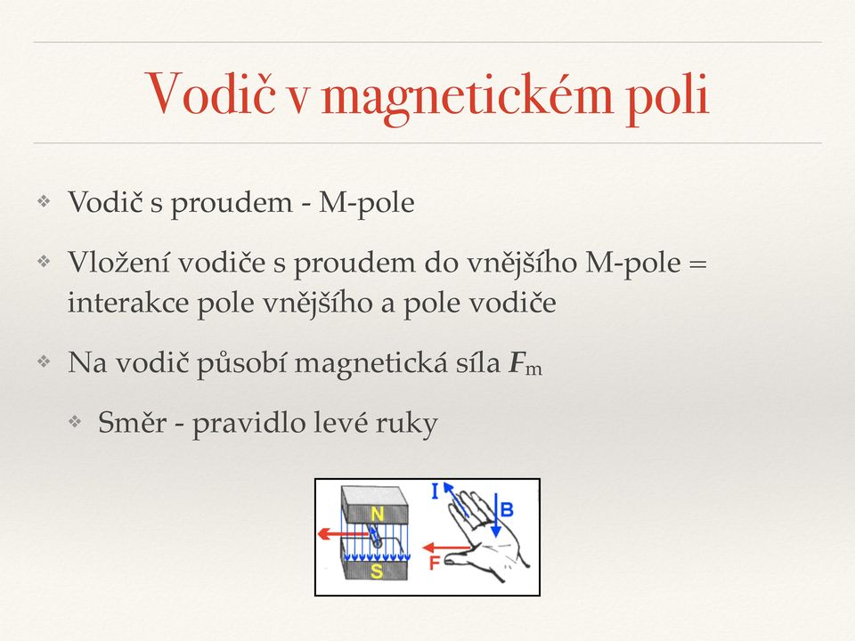 interakce pole vnějšího a pole vodiče!