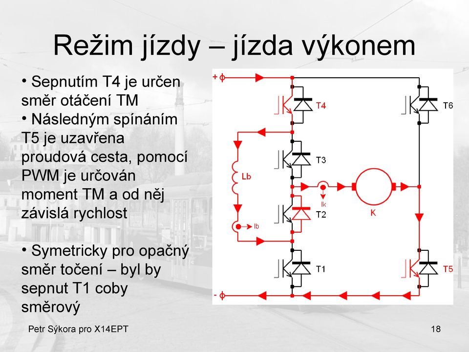 určován moment TM a od něj závislá rychlost Symetricky pro