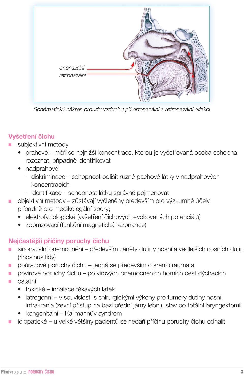 metody zůstávají vyčleněny především pro výzkumné účely, případně pro medikolegální spory; elektrofyziologické (vyšetření čichových evokovaných potenciálů) zobrazovací (funkční magnetická rezonance)