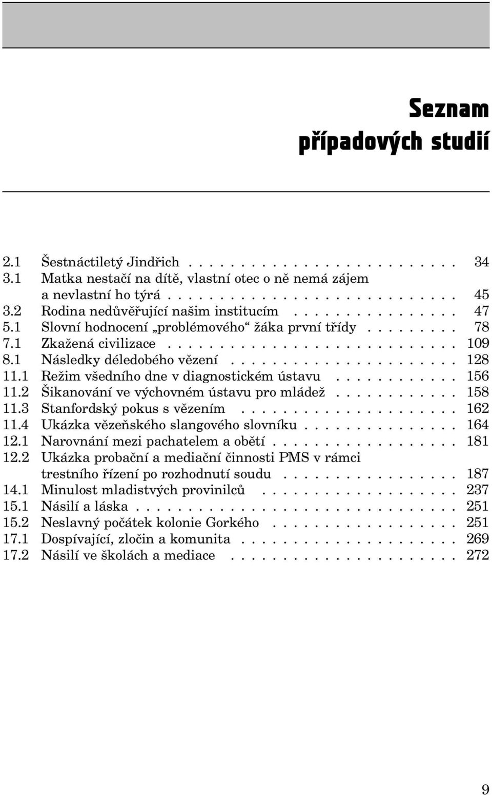 2 Šikanovánívevýchovnémústavupromládež... 158 11.3 Stanfordskýpokussvězením... 162 11.4 Ukázkavězeňskéhoslangovéhoslovníku... 164 12.1 Narovnánímezipachatelemaobětí... 181 12.