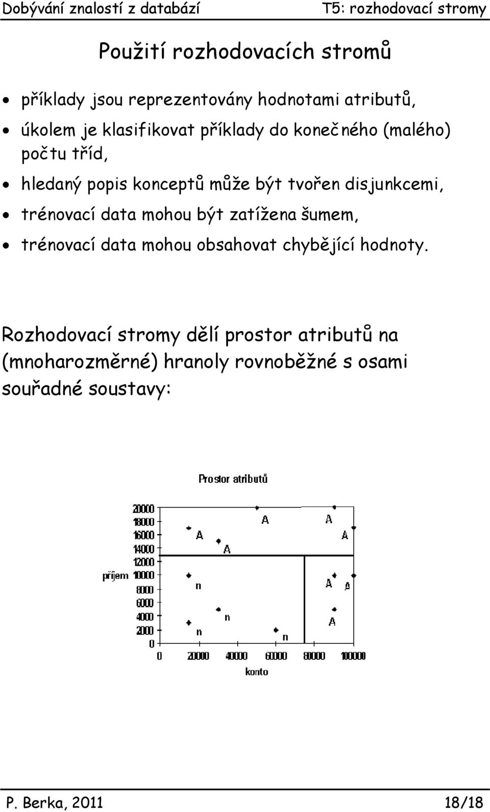 data mohou být zatížea šumem, tréovací data mohou obsahovat chybějící hodoty.