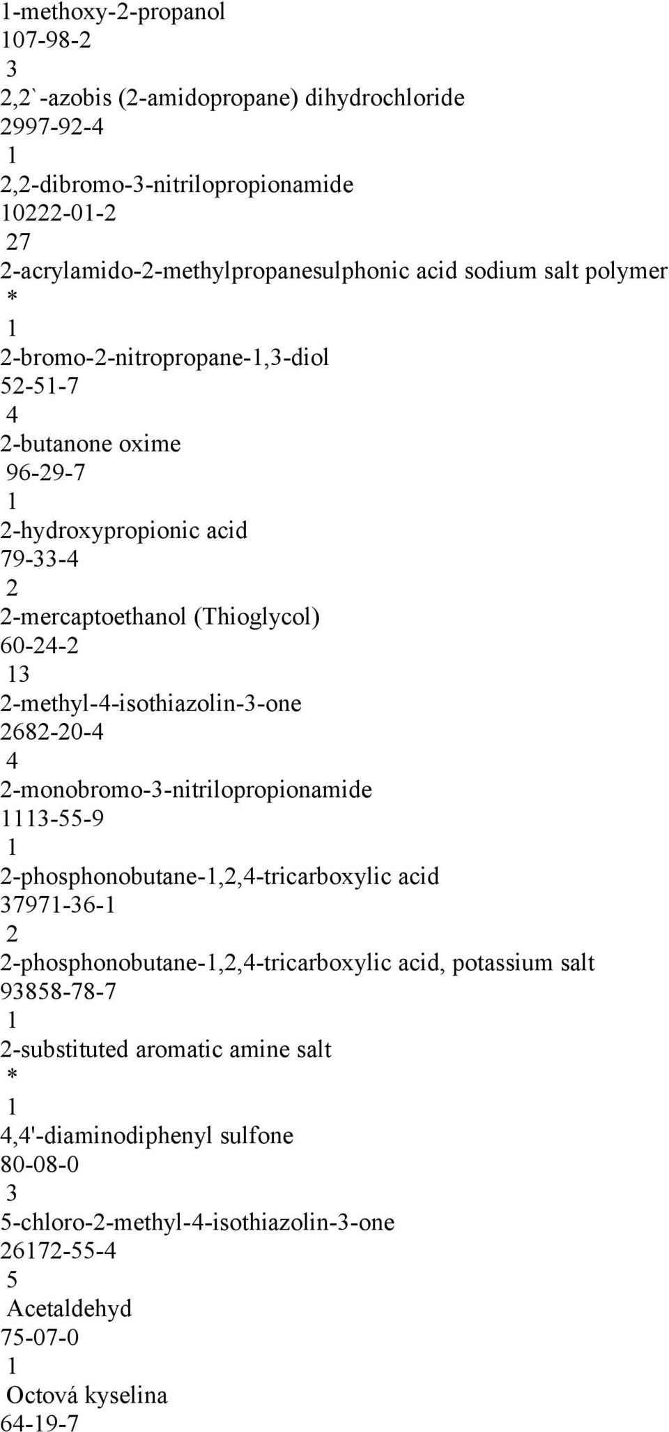 -methyl--isothiazolin--one 68-0- -monobromo--nitrilopropionamide --9 -phosphonobutane-,,-tricarboxylic acid 797-6- -phosphonobutane-,,-tricarboxylic