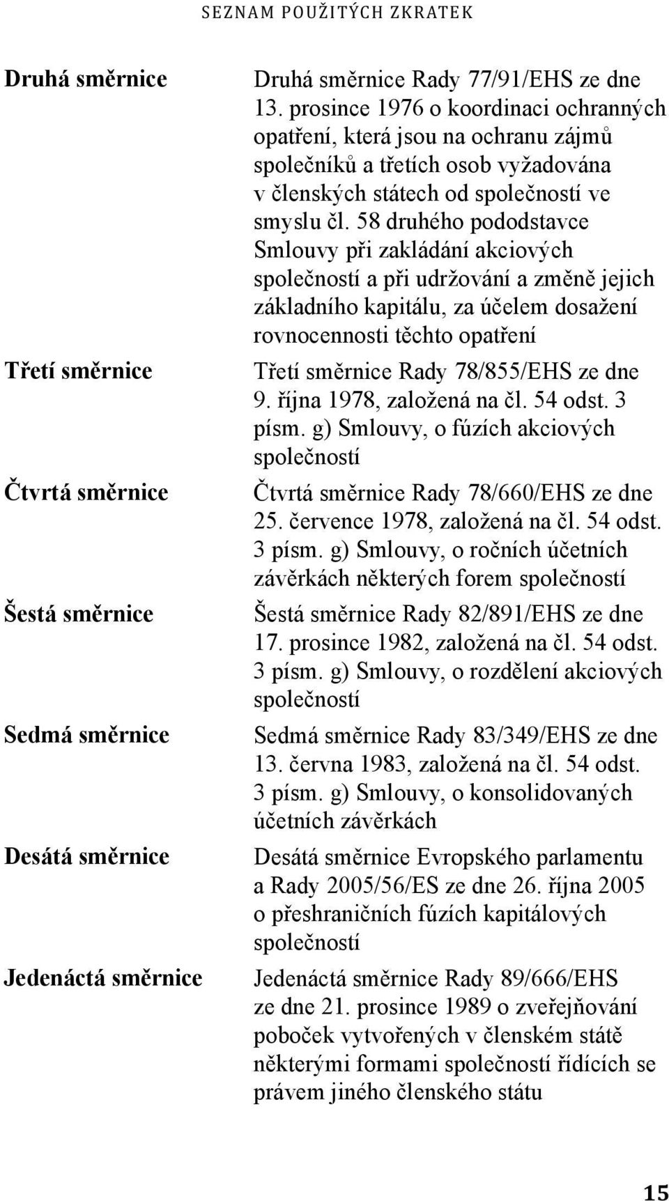 58 druhého pododstavce Smlouvy při zakládání akciových společností a při udržování a změně jejich základního kapitálu, za účelem dosažení rovnocennosti těchto opatření Třetí směrnice Rady 78/855/EHS