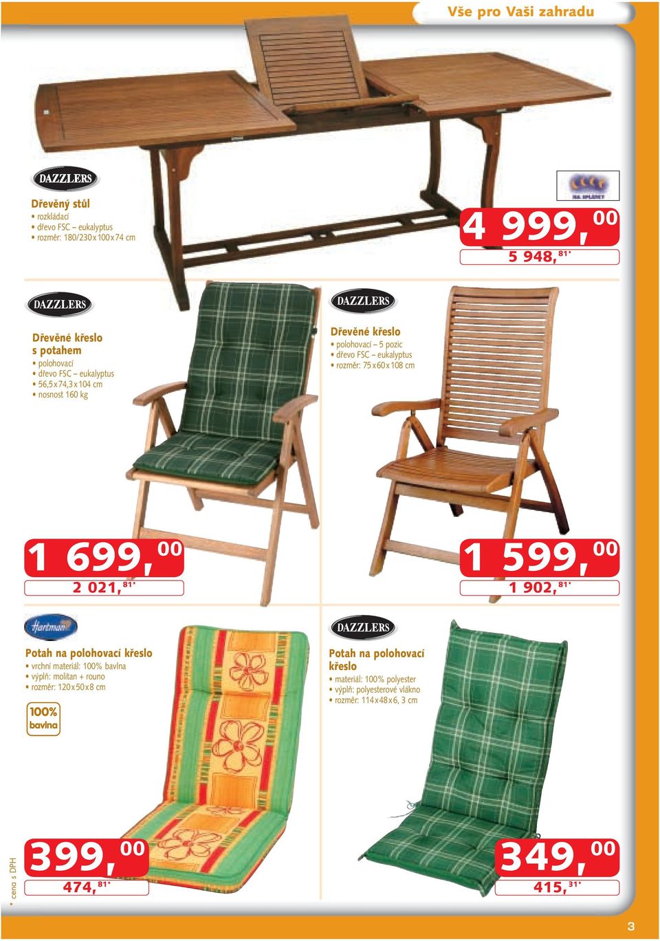 021, 81* 1 599, 00 1 902, 81* Potah na polohovací křeslo vrchní materiál: 100% bavlna výplň: molitan + rouno rozměr: 120 x 50 x 8 cm 100%