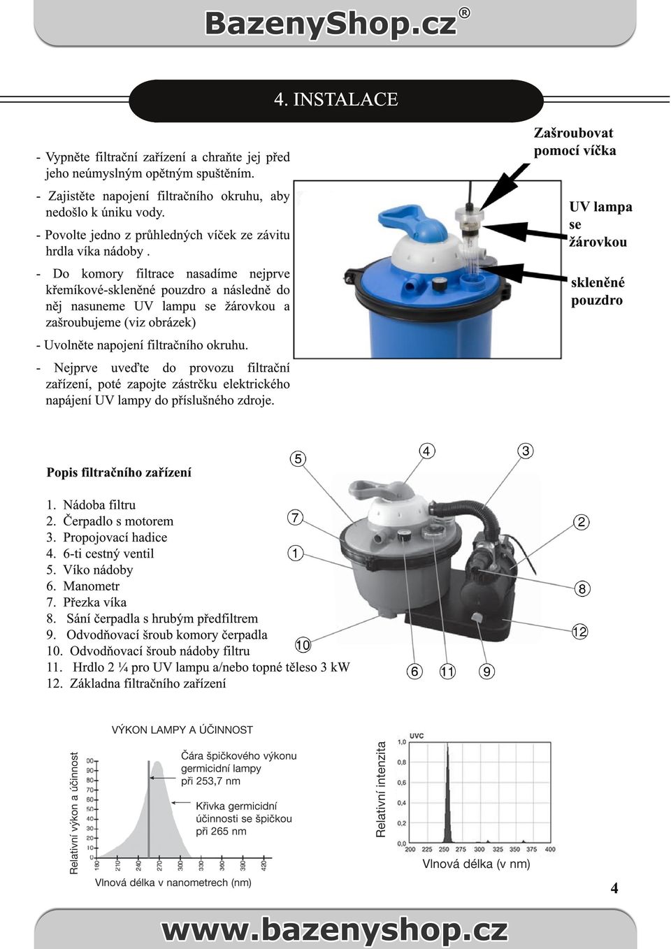 UV lampa 18W pro pískové filtrace - PDF Stažení zdarma