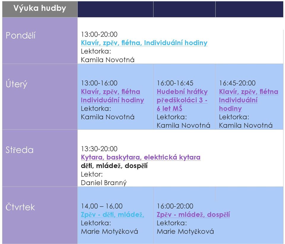 baskytara, elektrická kytara děti, mládež, dospělí Daniel Branný