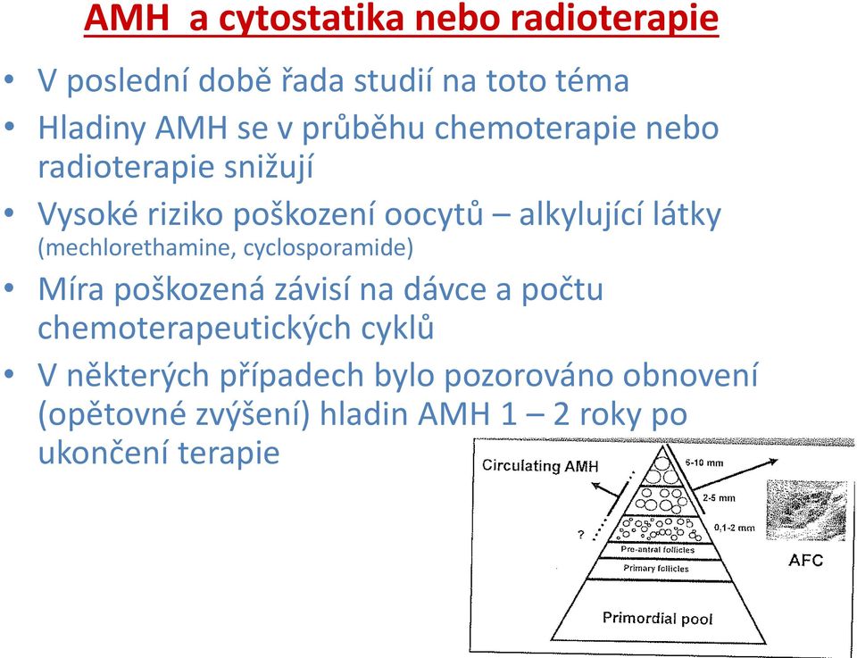 (mechlorethamine, cyclosporamide) Míra poškozená závisí na dávce a počtu chemoterapeutických cyklů