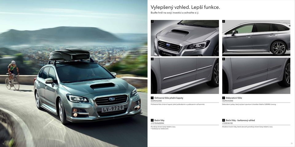 2 Dekorativní fólie ZNVA3000 Dekorativní polep, který zvýrazní sportovní charakter Vašeho SUBARU Levorg.